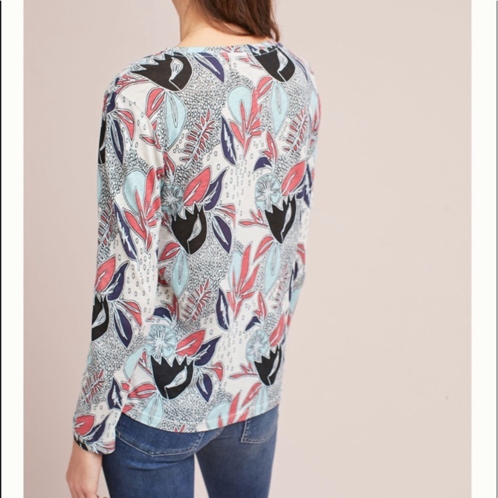 Stateside Floral Print Long Sleeve Supima Cotton T-shirt Med - Picture 2 of 7